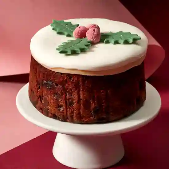 Image of Iced Christmas Cake with Holly Decoration, 365g