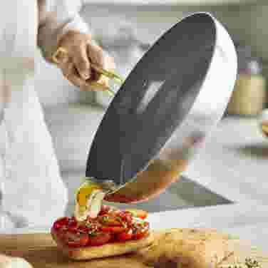 GreenPan x Stanley Tucci Stainless Steel 20cm and 26cm Frying Pans, Champagne Handle