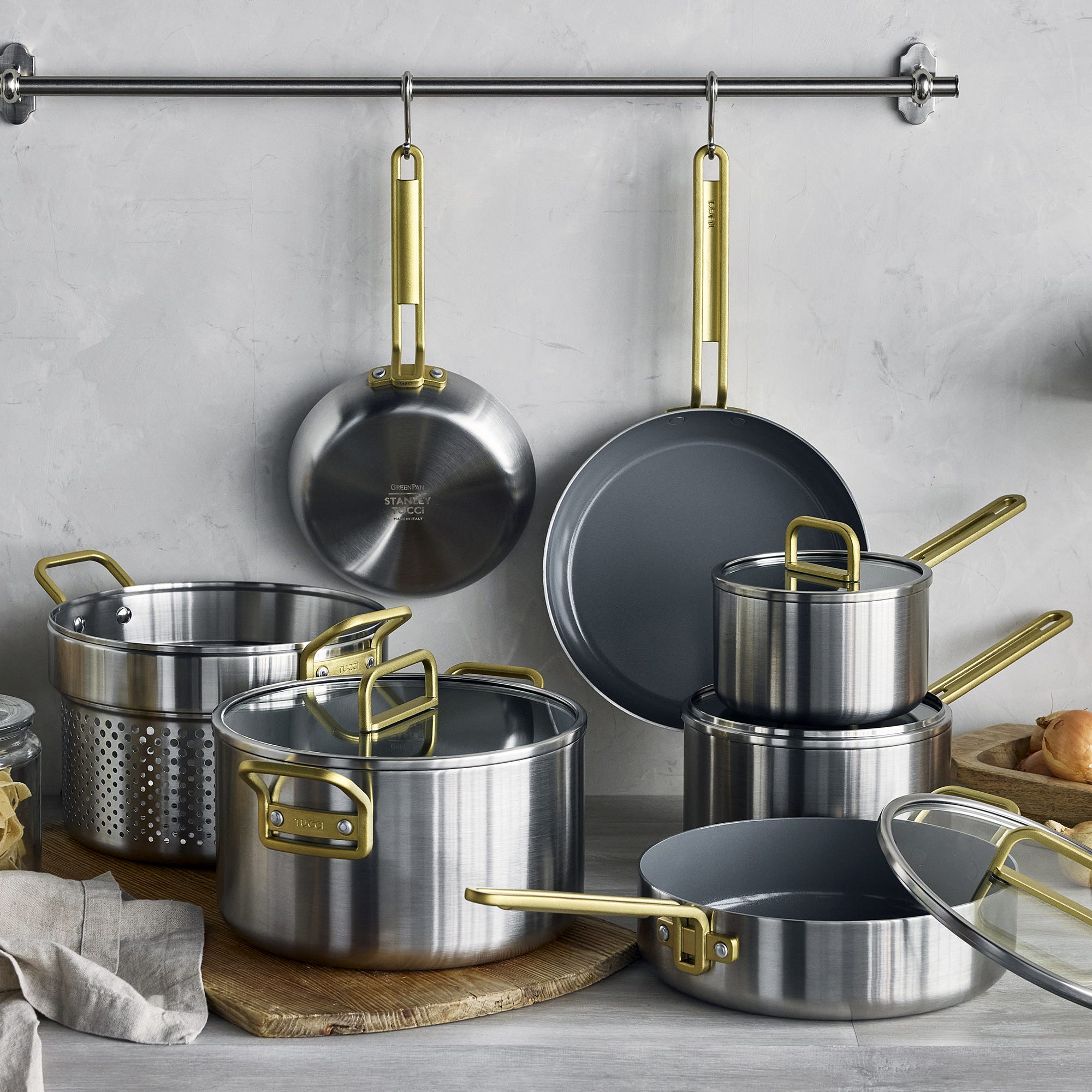 GreenPan x Stanley Tucci Stainless Steel 11-Piece Set Champagne Handle product image