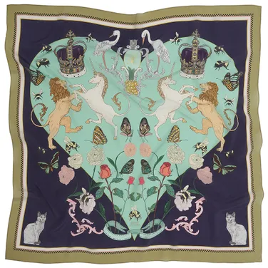 Silken Favours Silk Print Scarf, Plum