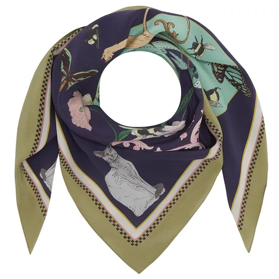 Silken Favours Silk Print Scarf, Plum product image