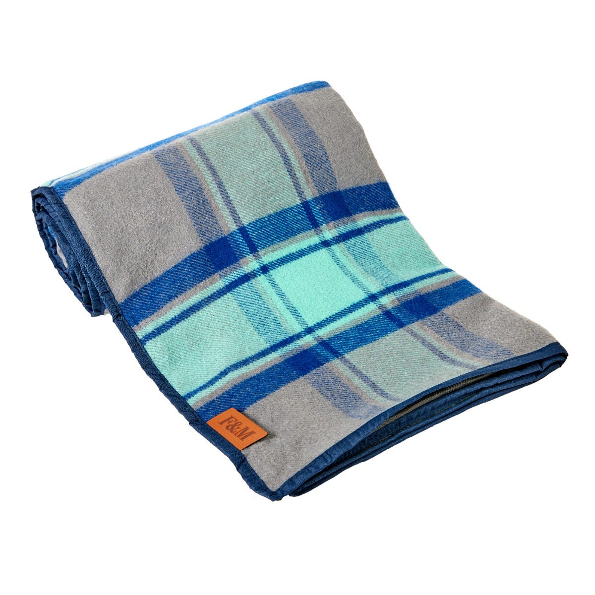 Fortnum’s Picnic Rug, Navy Blue & Eau de Nil Check