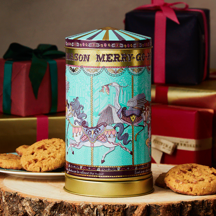 Mini Merry Go Round Musical Biscuit Tin, 150g