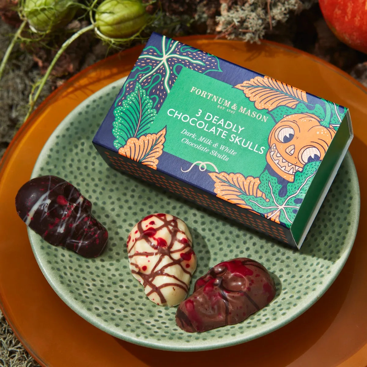 Three Deadly Chocolate Skulls Matchbox, 40g, Fortnum & Mason