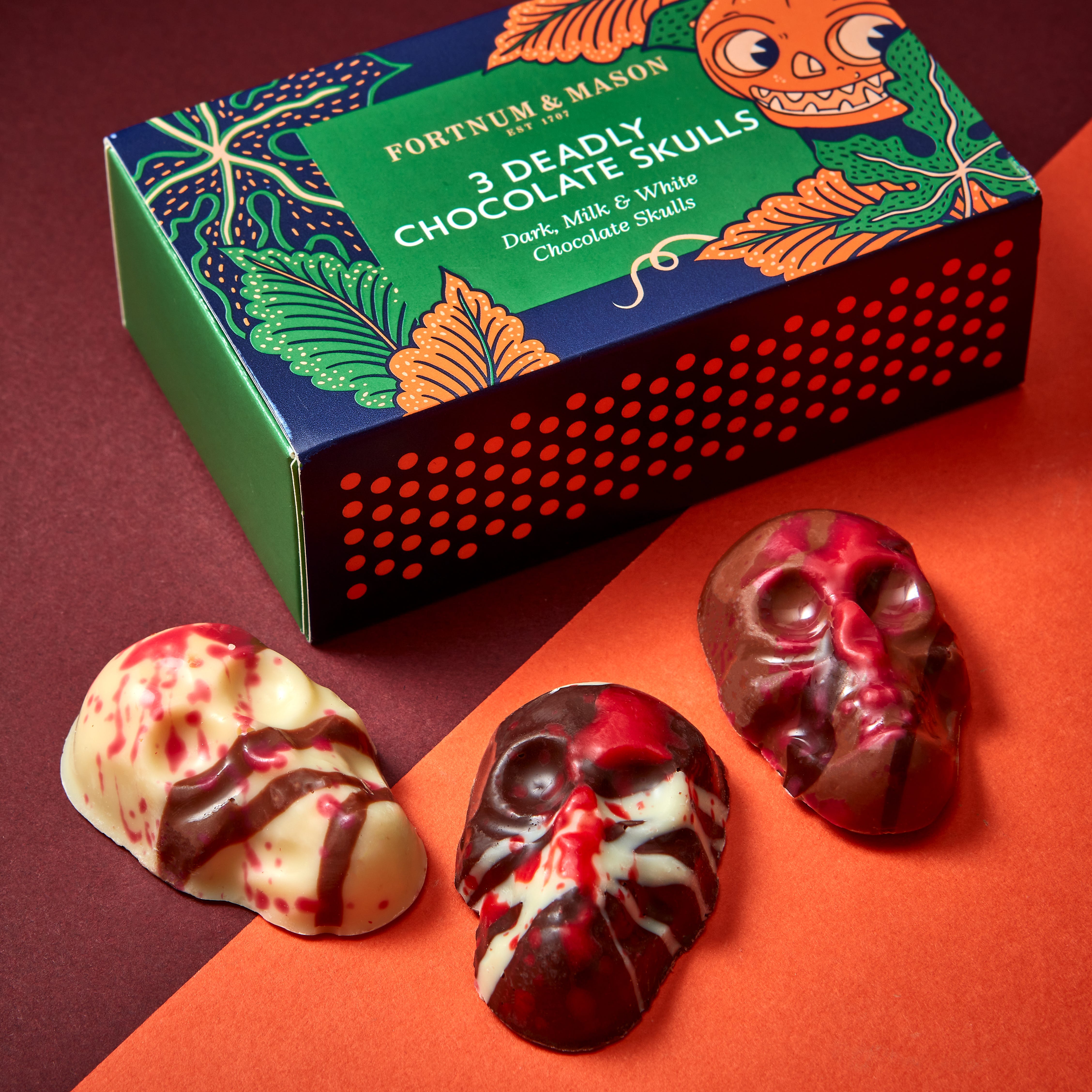 Three Deadly Chocolate Skulls Matchbox, 40g product image