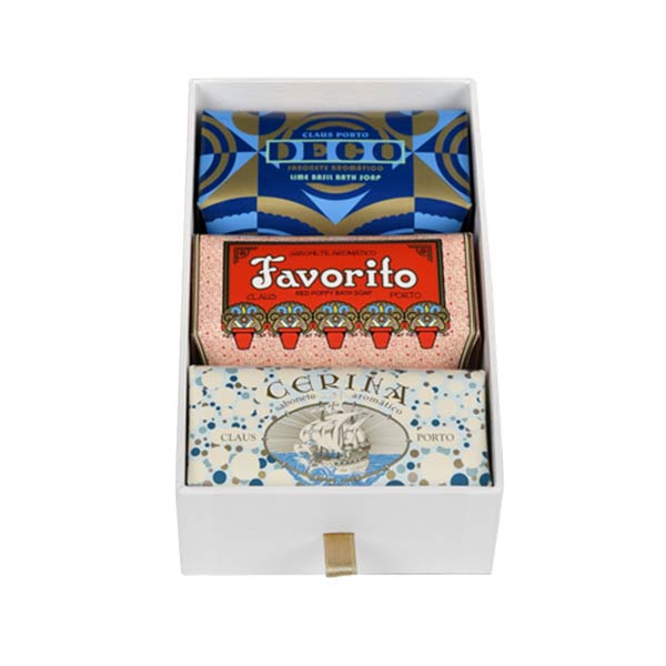 Claus Porto Deco, Favorito & Cerina Soap Gift Box, 3 x 150g
