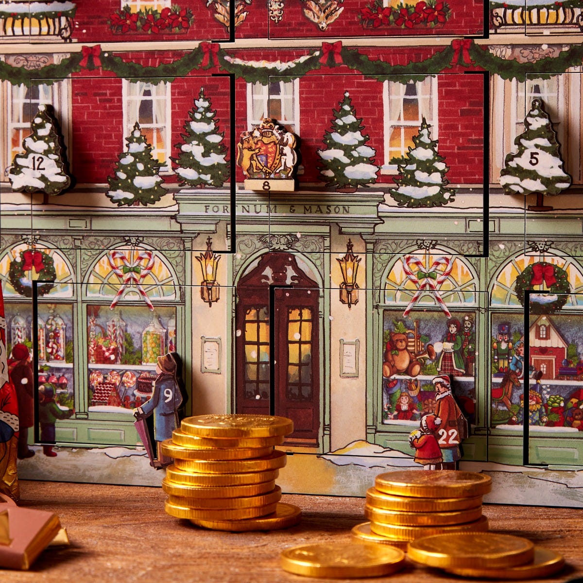 高評価レビュー Filled Fortnum's Wooden Calendar Advent House 置物