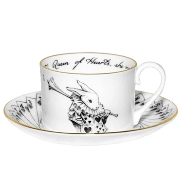 Rory Dobner Alice In Wonderland White Rabbit Cards Teacup & Saucer