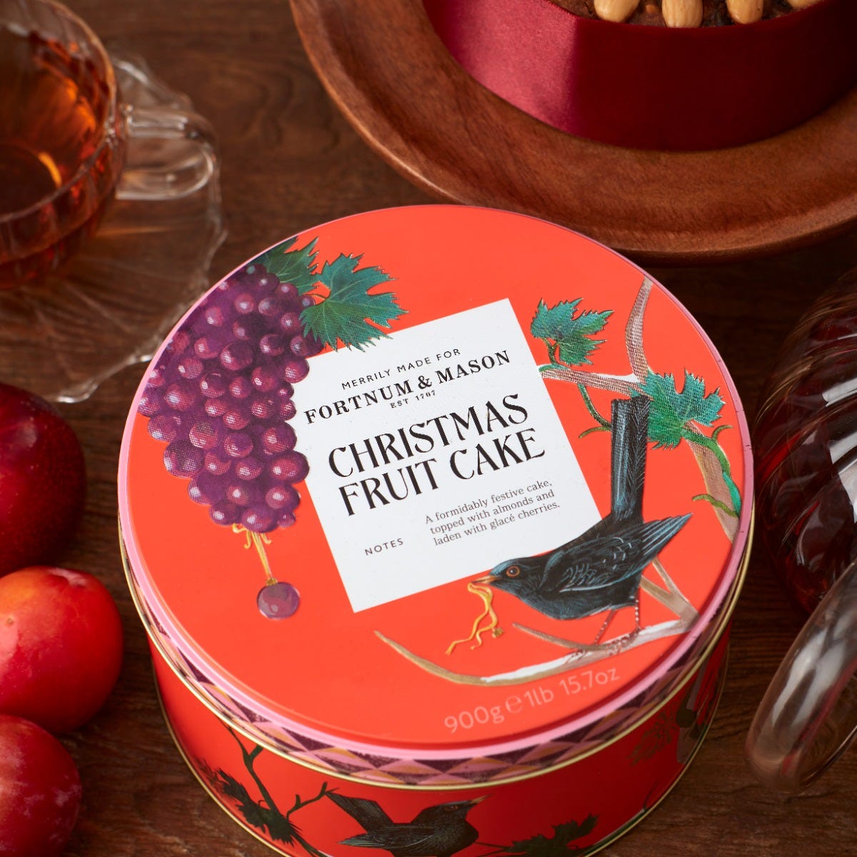 Fruit cake in tin store