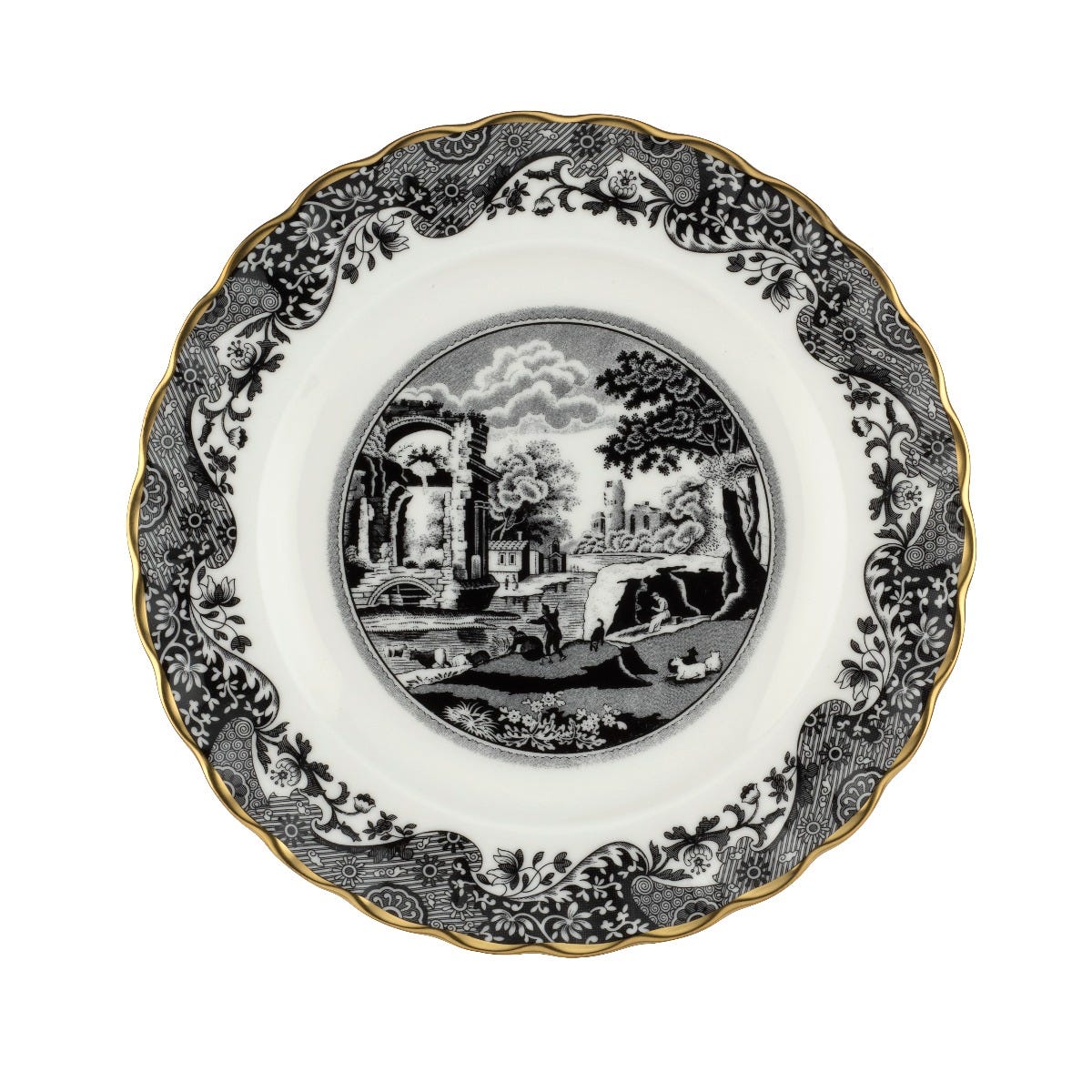 Spode 1770 Italian Plate, Black