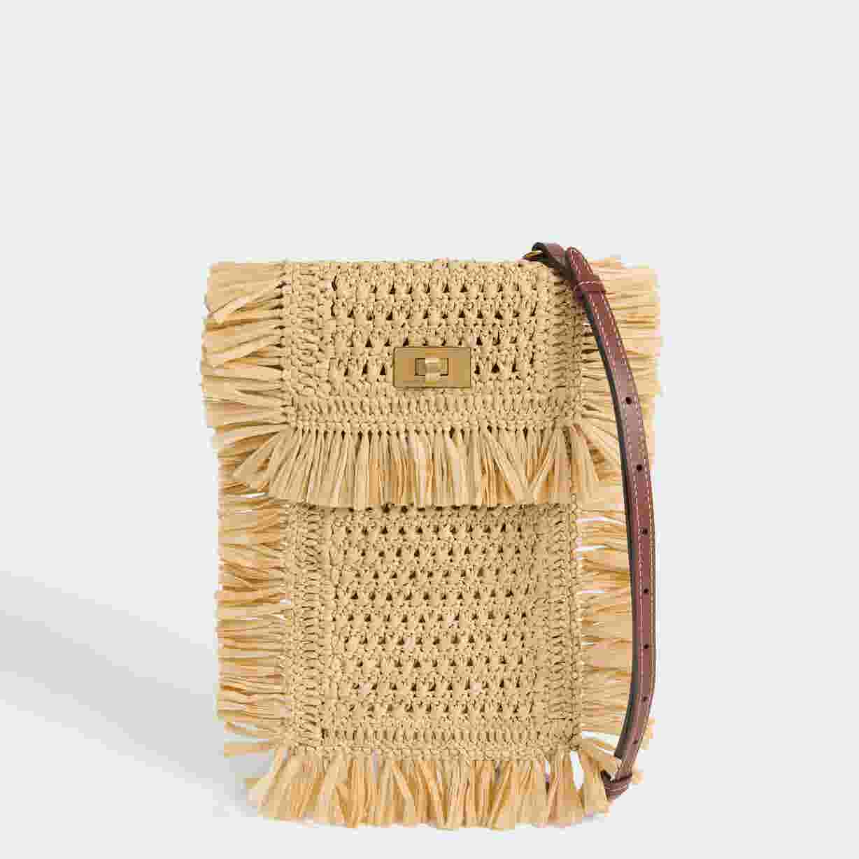 Anya Hindmarch Raffia Phone Pouch, Natural