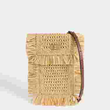 Anya Hindmarch Raffia Phone Pouch, Natural