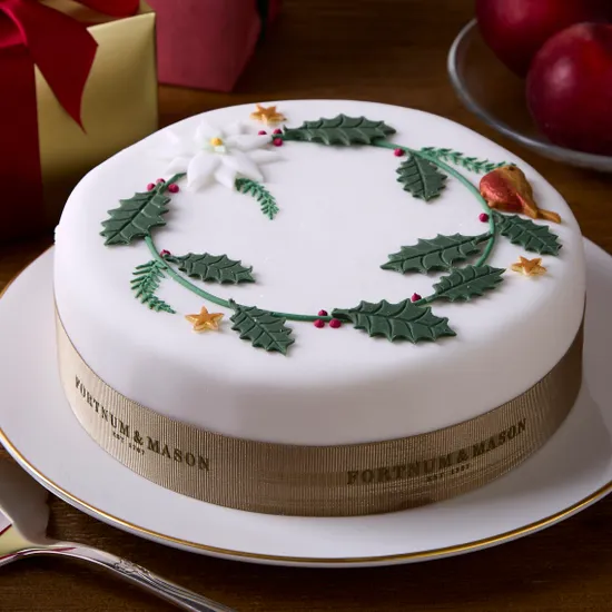 Iced Christmas Cake with Holly Decoration, 1.1kg product image