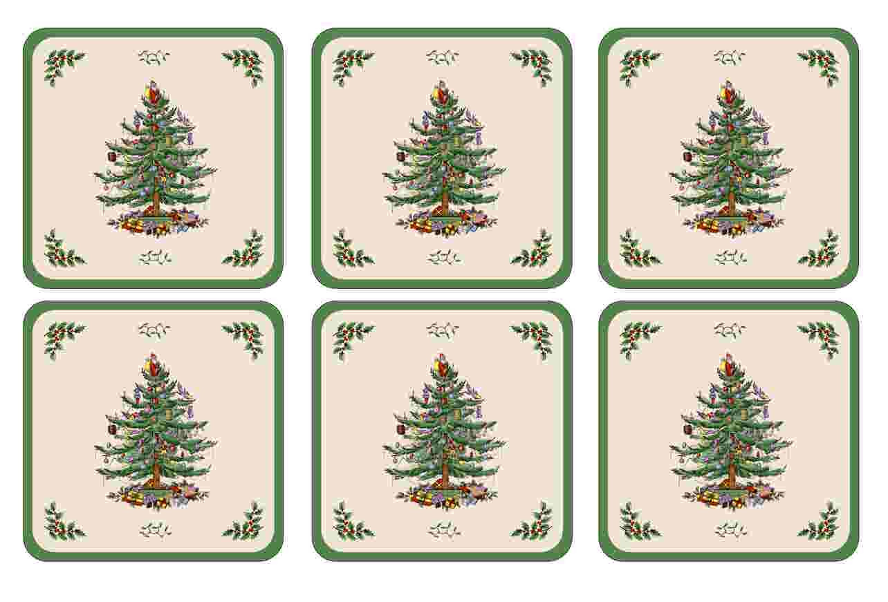 Spode Christmas Tree Coasters, Set of 6