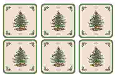 Spode Christmas Tree Coasters, Set of 6