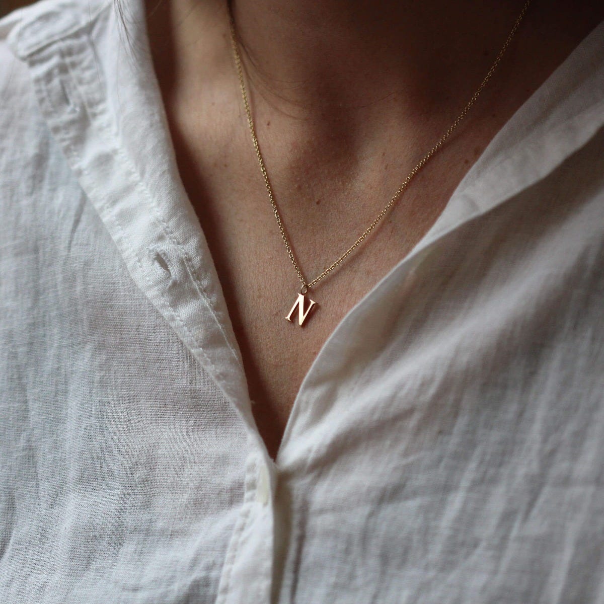 One letter gold necklace sale