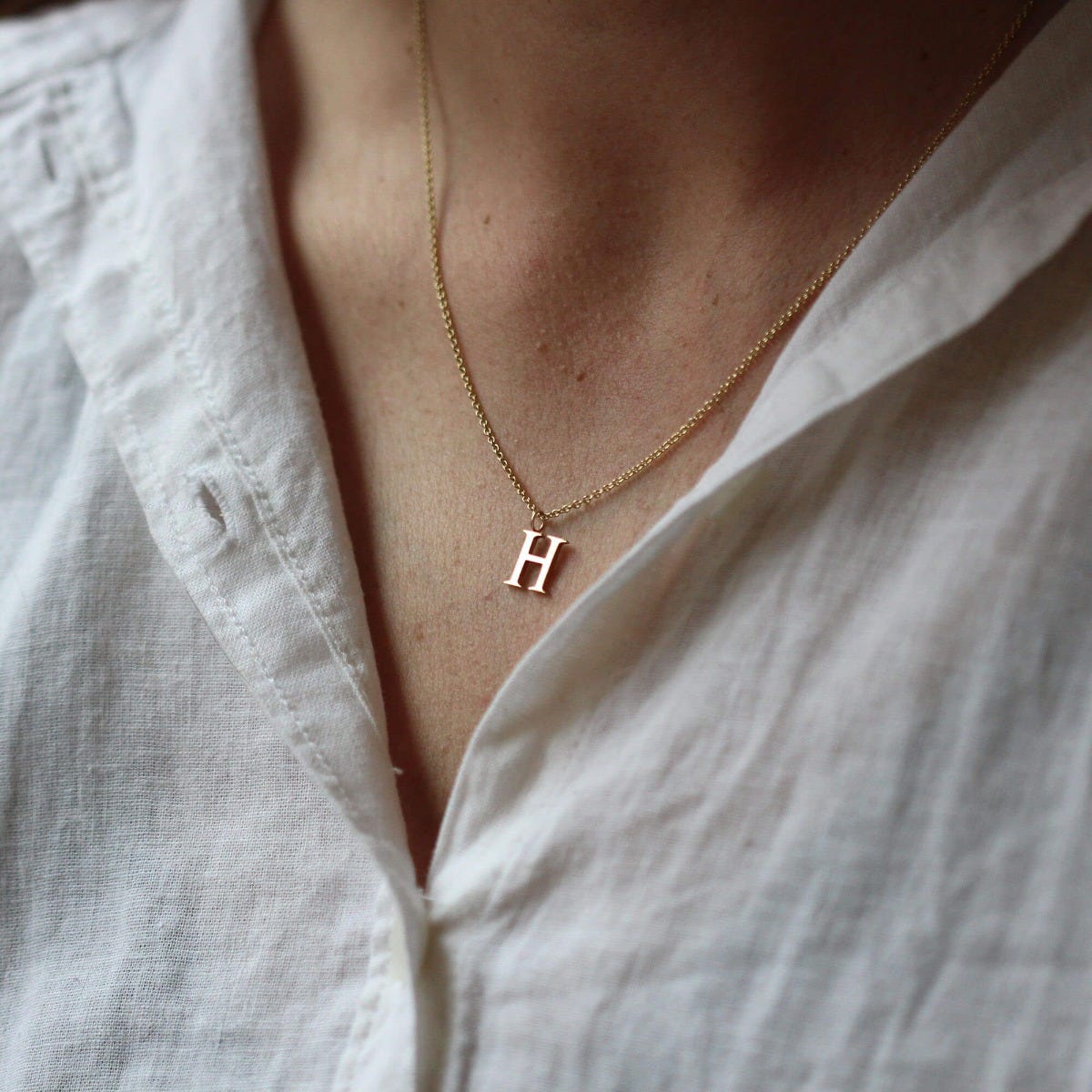Gold h initial outlet necklace
