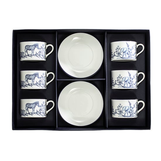 Nina Campbell x Halcyon Days Serengeti Teacup & Saucer, Set of 6 product image