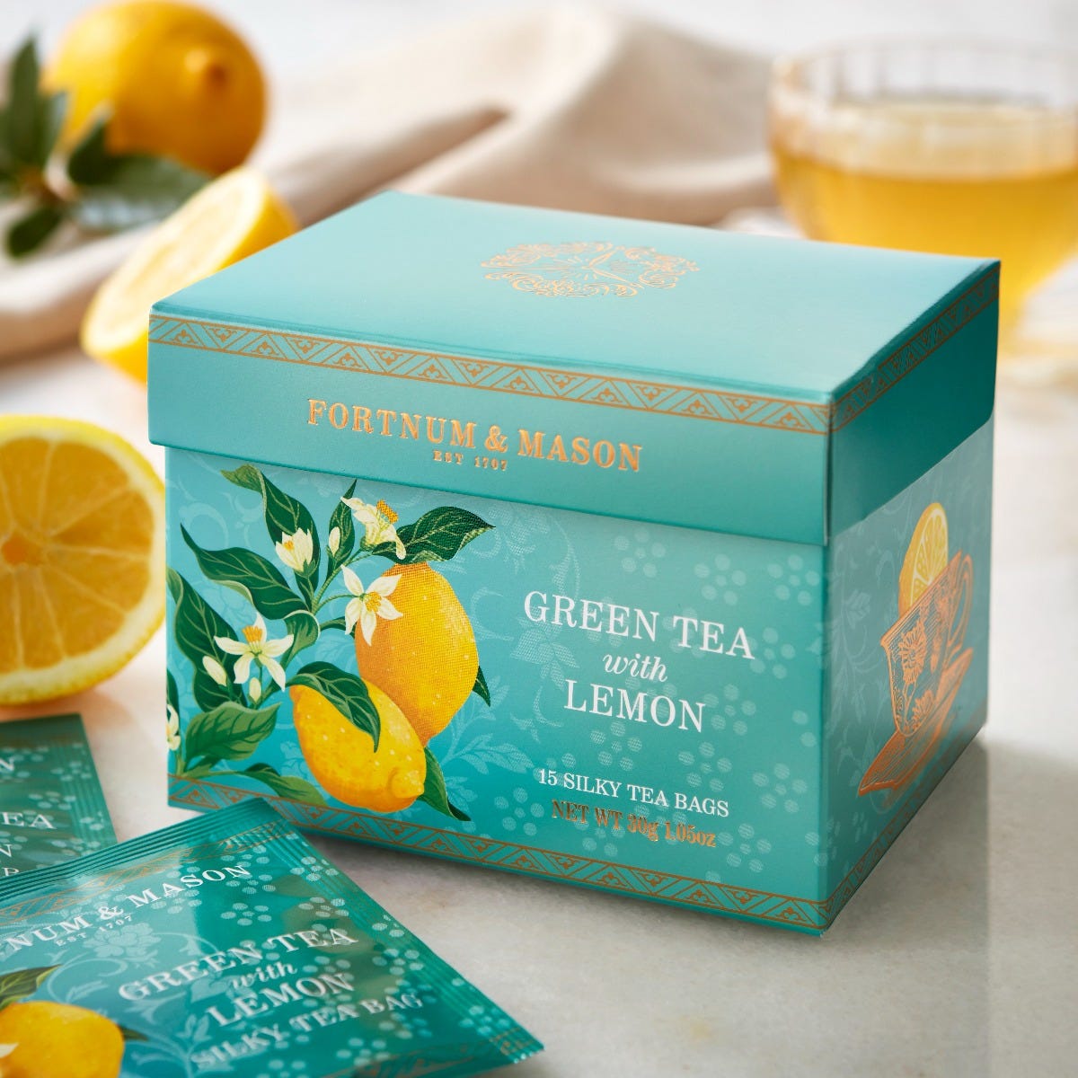 Green tea with lemon in the morning outlet