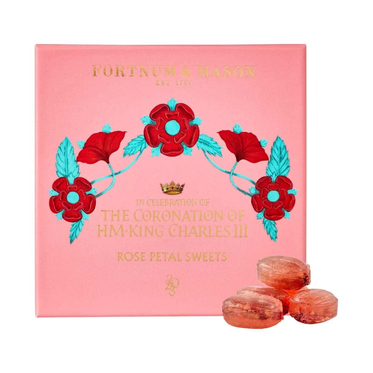 Fortnum's Coronation Rose Sweets in English Pewter Tin, 100g
