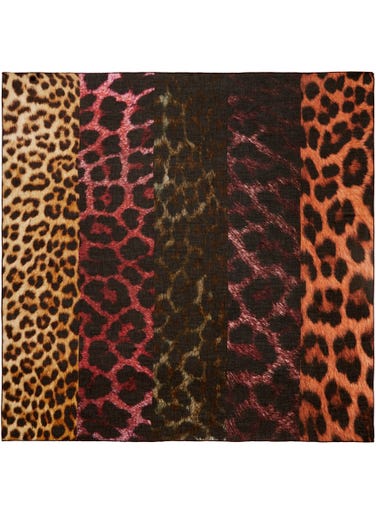Jane Carr The Big Cat Square Scarf, Red, Orange & Brown