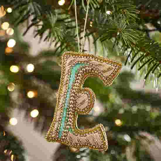 Fortnum's Eau de Nil Embroidered Alphabet Christmas Decoration, E product image