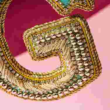 Fortnum's Eau de Nil Embroidered Alphabet Christmas Decoration, G