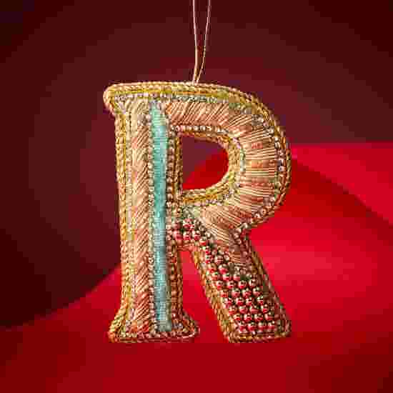 Fortnum's Eau de Nil Embroidered Alphabet Christmas Decoration, R product image