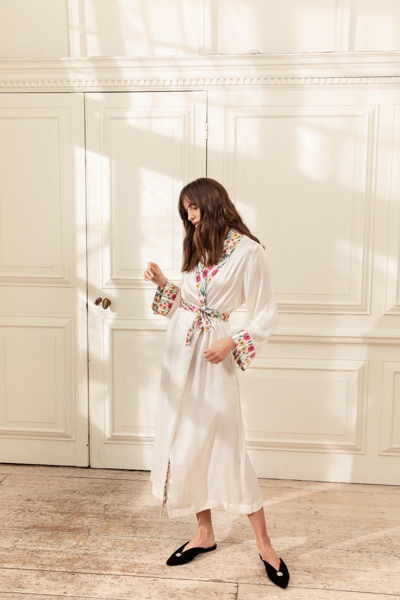 ChineseThai satin reversible blueblack dressing gownrobe embroidered  dragon L  eBay
