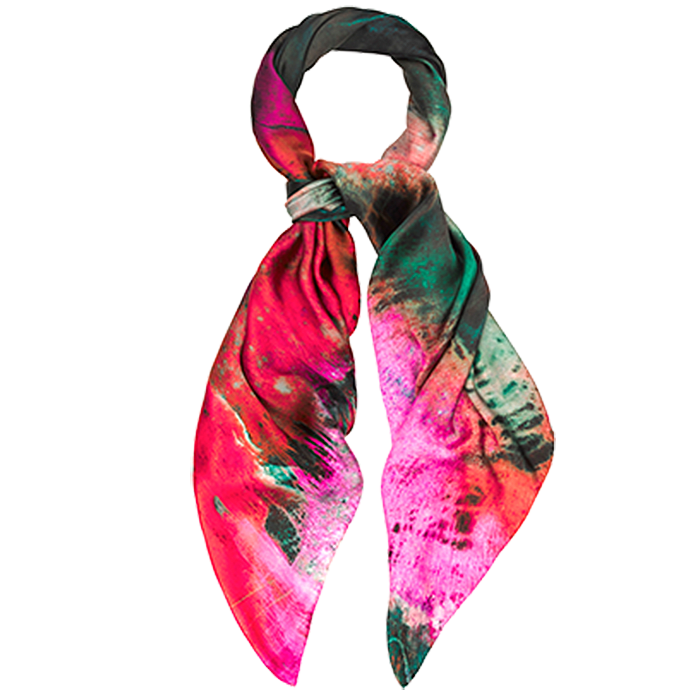 Weston Quantum Fossil Silk Scarf, Pink & Green