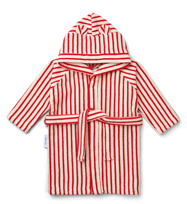 Liewood Rollo Stripe Bath Robe, Apple Red