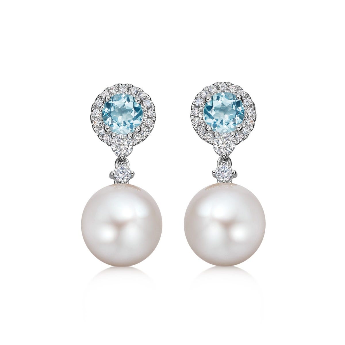 Kiki McDonough Blue Topaz Diamond Pearl Drop Earrings