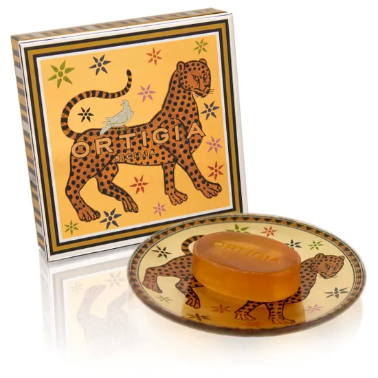 Ortigia Sicilia Ambra Nera Glass Plate & Soap Set product image