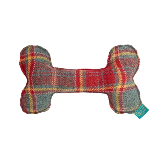Fortnum's Tartan Dog Bone Cushion, Red product image