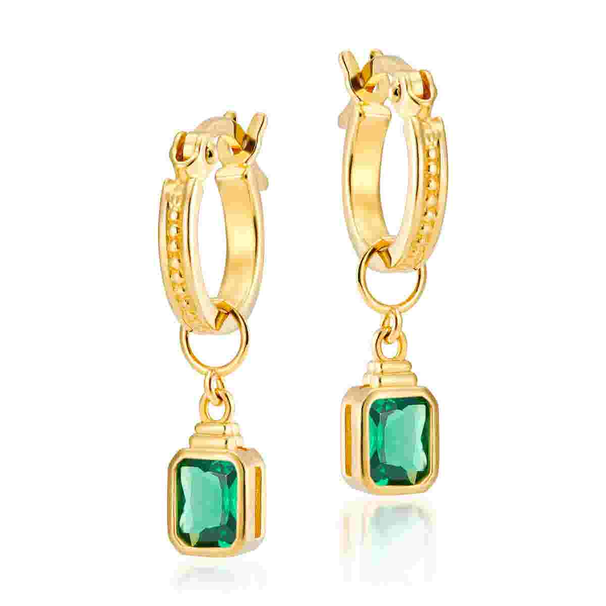 V by Laura Vann Frances Emerald Green Hoop Earrings