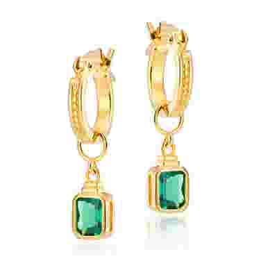 V by Laura Vann Frances Emerald Green Hoop Earrings