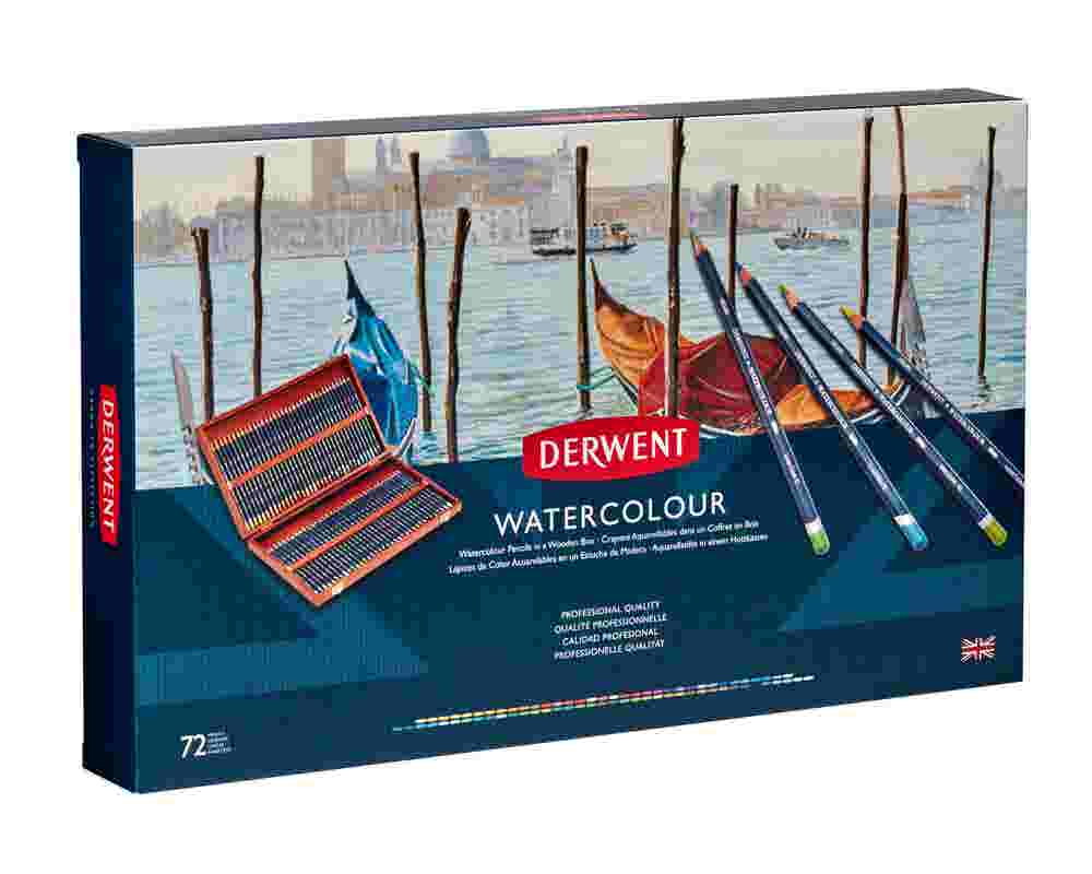 Derwent Watercolour Pencils in Wooden Box, Set of 72