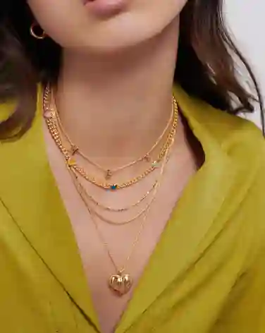 Missoma Multicoloured Heart Charm Necklace