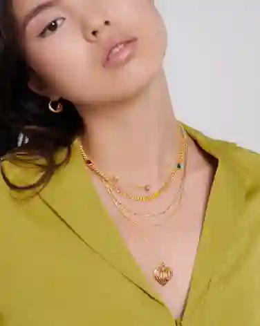Missoma Multicoloured Heart Charm Necklace