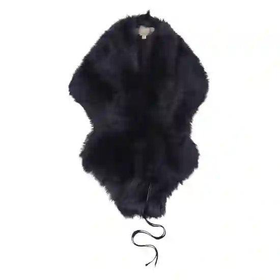Gushlow & Cole Shearling Shawl Scarf with Leather Tie, Black product image