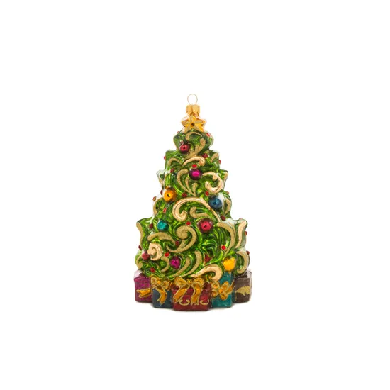 Glassware Art Studio 24k Gold Swirling Christmas Tree Decoration product image