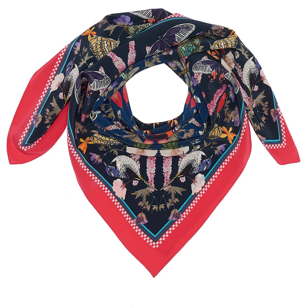 SF Silken Bloomers Navy 90X90Cm Scarf product image