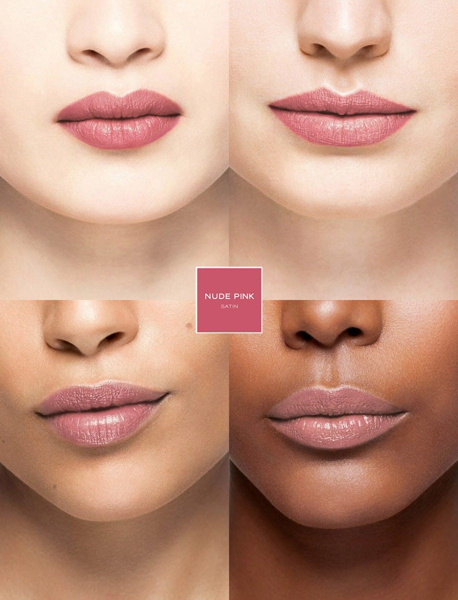 La Bouche Rouge The Gold Fine Leather Lipstick Case & Nude Pink Set