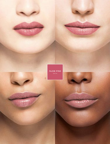 La Bouche Rouge The Gold Fine Leather Lipstick Case & Nude Pink Set