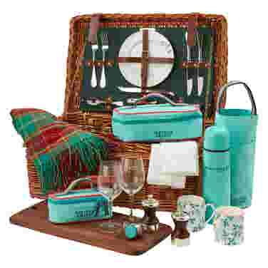 Fortnum's Camellia White Wicker Hamper For Two