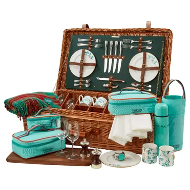 Fortnum's Camellia White Wicker Hamper For Four