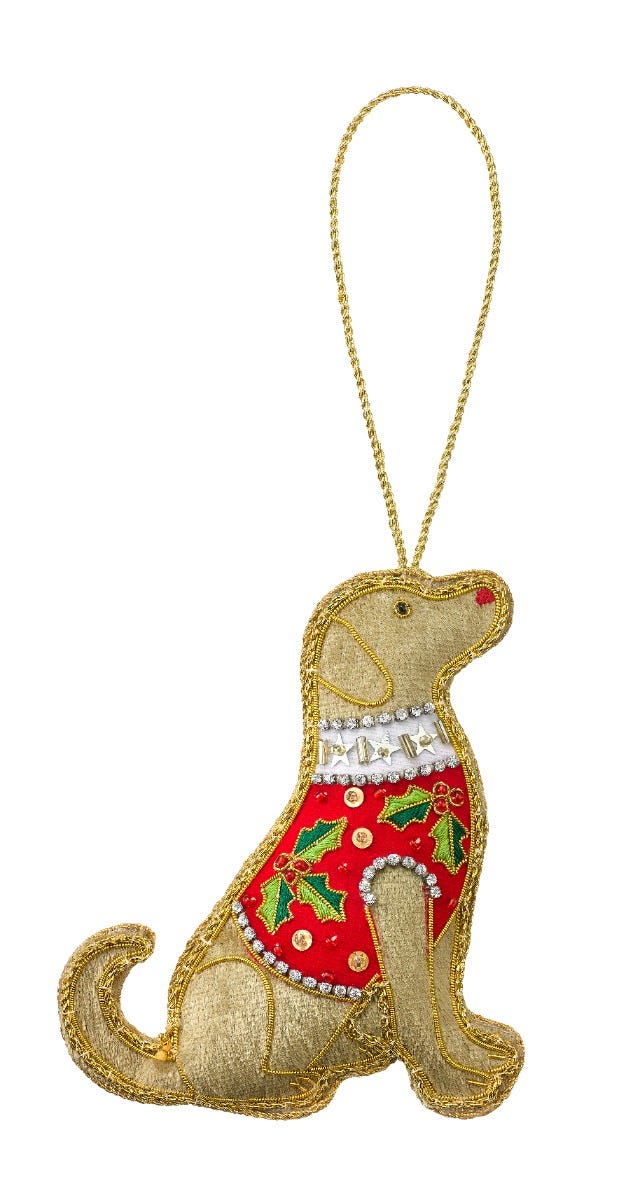Golden Labrador in Jumper Embroidered Decoration