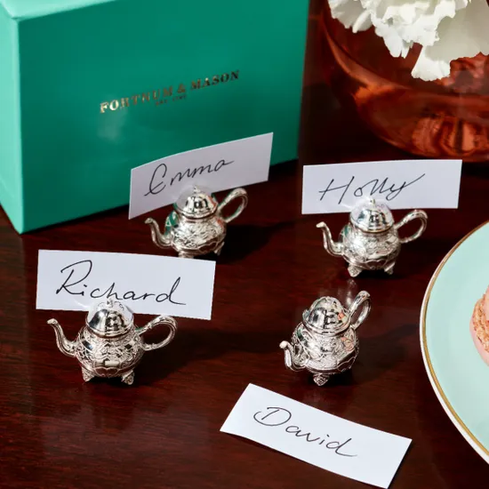 Fortnum's Silver Plated Teapot Card Holders, Set of 4 product image