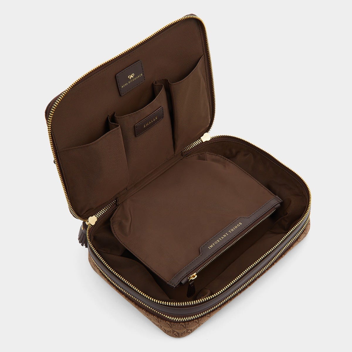 Anya Hindmarch Jacquard Pack Away Case Dark Earth