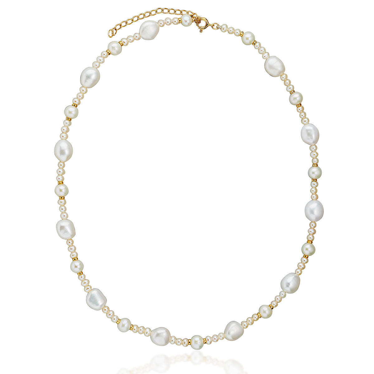 Gold-filled 6.5mm Real Pearl Necklace, off White Cream Freshwater Pearl  Jewelry, Classic Single Strand Pearls W/ Gold Clasp for Men Women 